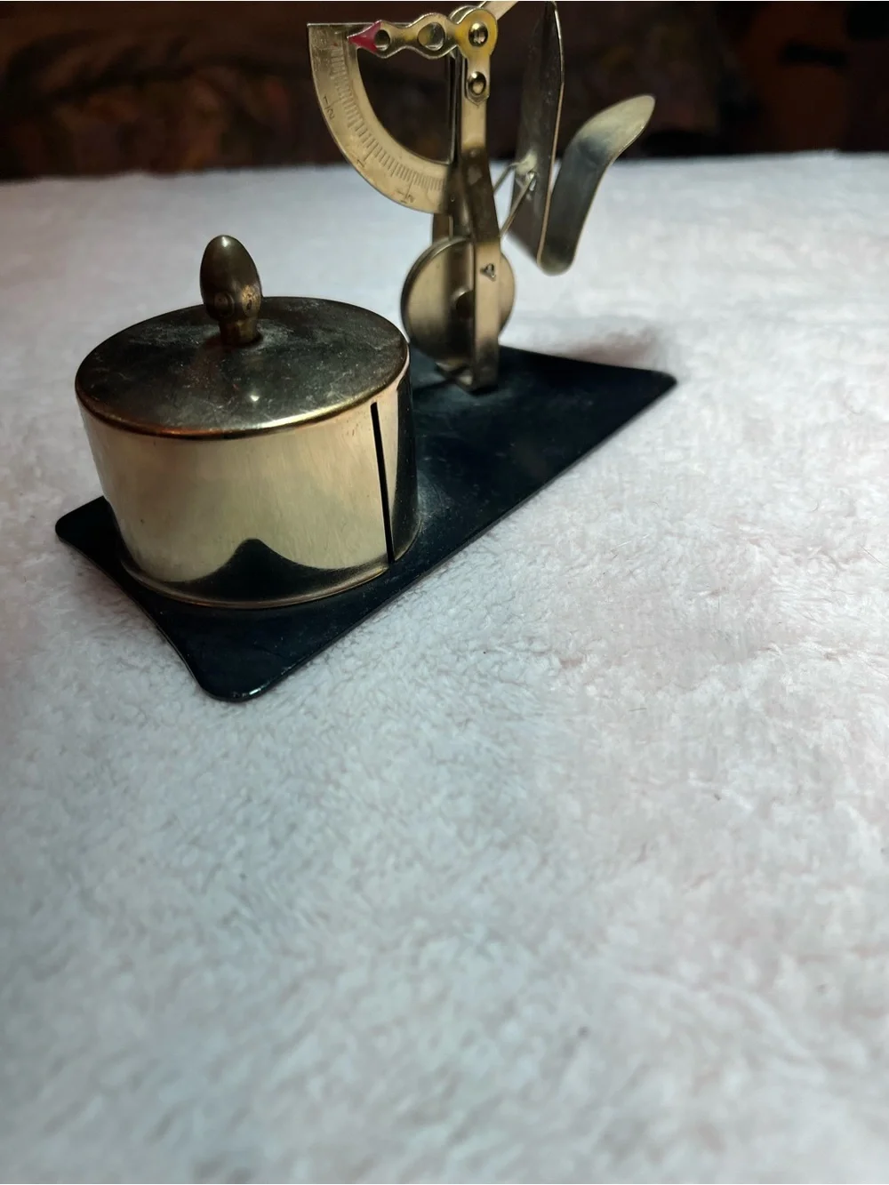 Vintage Metal Postal Letter Scale with Postage Stamp Roll Holder Dispenser Japan
